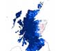 Image of Scotland map showing temperature changes